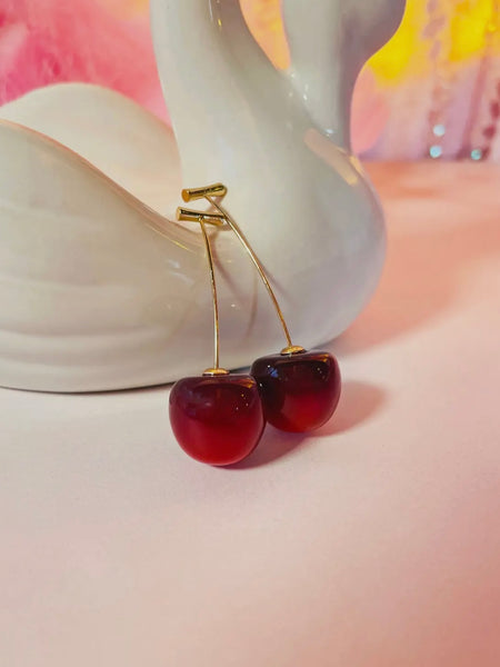 Tie A Knot Cherry Stem Earrings
