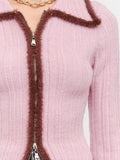 A Touch Of Trim Sweater in Mauve