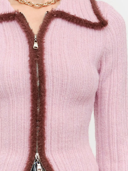 A Touch Of Trim Sweater in Mauve