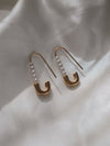 Safety Pin Pearl Earrings