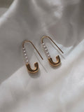 Safety Pin Pearl Earrings