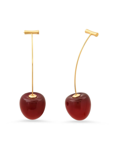 Cherry & Stem Earrings in Red