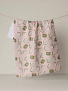 Flower Tiles Tea Towel in Pink