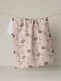 Flower Tiles Tea Towel in Pink