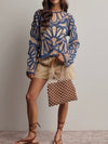 Floral Crochet Sweater in Blue