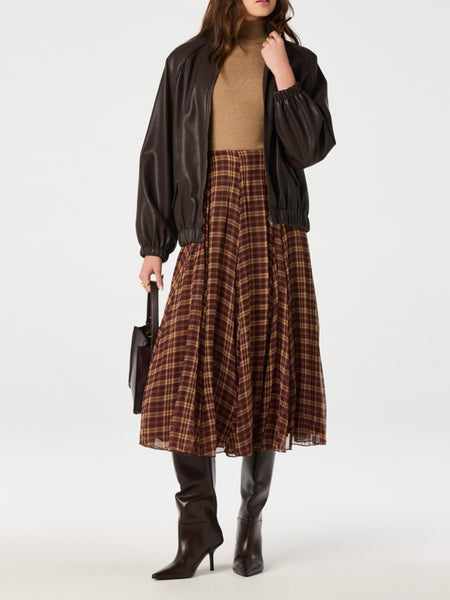 Fiori Skirt in Brown Plaid