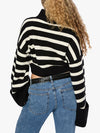 Cropped Turtleneck Sweater in Black & Ivory