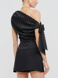 To Tie For Top in Black Polka Dot
