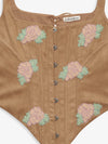 Rose Beaded Bustier in Tan