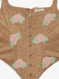 Rose Beaded Bustier in Tan