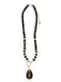 Bagley Beaded Charm Necklace in Tiger's Eye