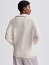 Tara Pointelle Half Zip in Egret