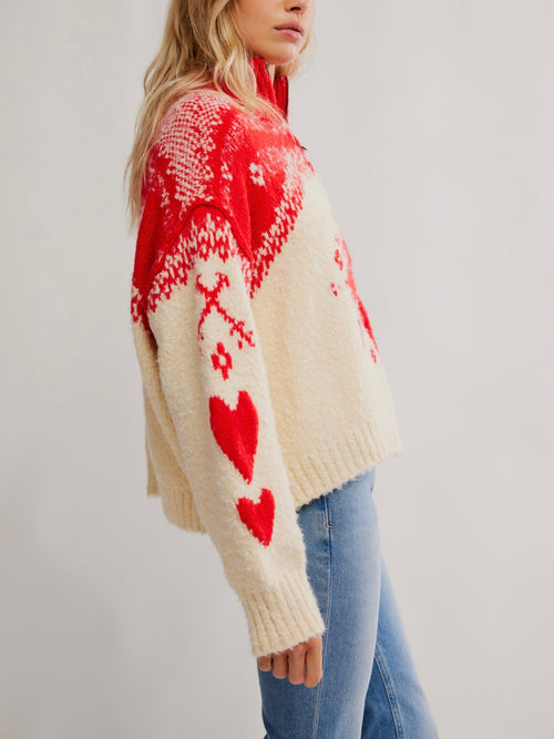 Mythical Sweater in Vanilla Scarlet Combo