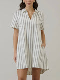 Kamara Stripe Mini Dress in Marhsmallow