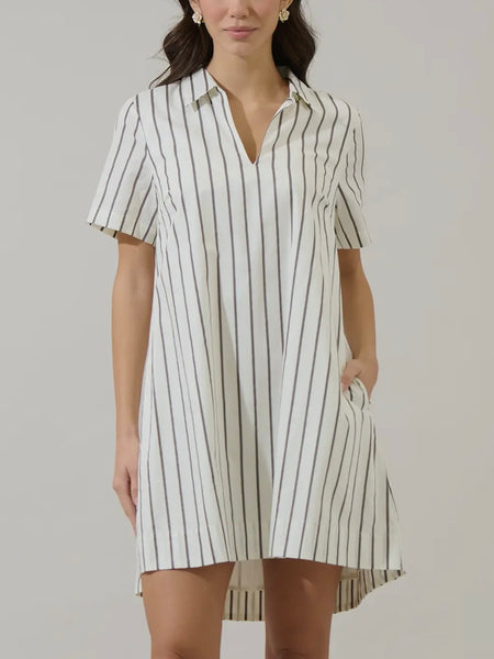 Kamara Stripe Mini Dress in Marhsmallow