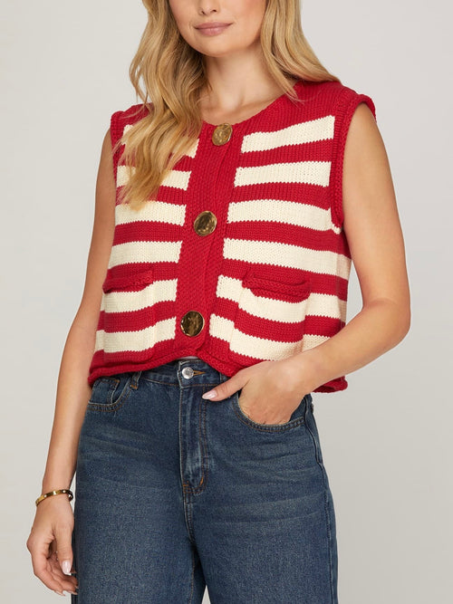 Candy Cane Lane Vest in Red & White