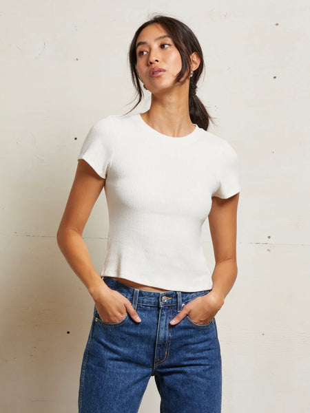 Gabby Sweater Rib Short Sleeve in Sugar