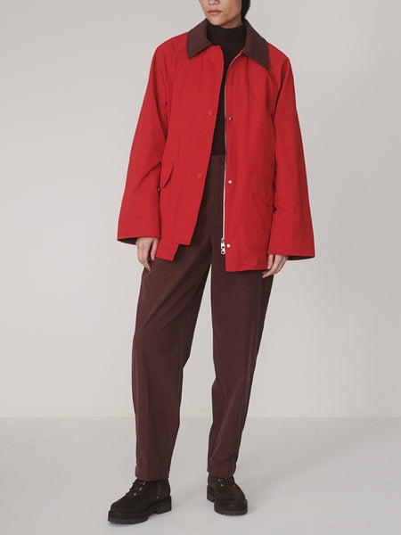 Rylan Mid Length Jacket in Washed Red