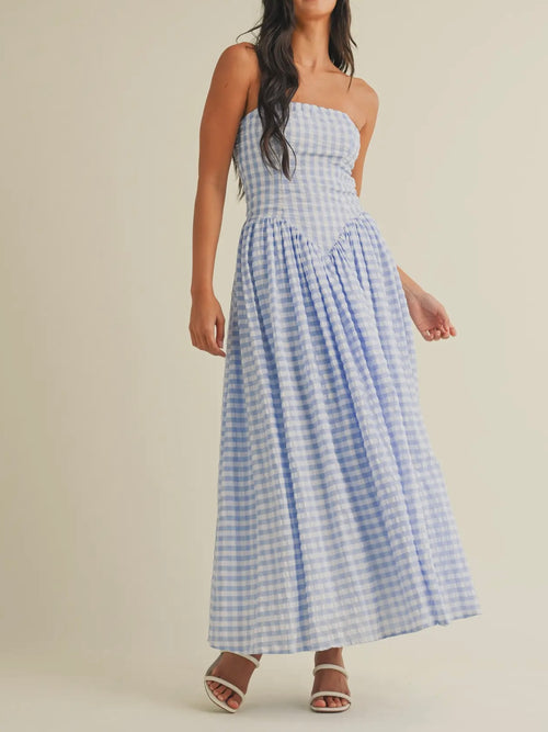 There's No Place Like Home Dress in Blue Gingham