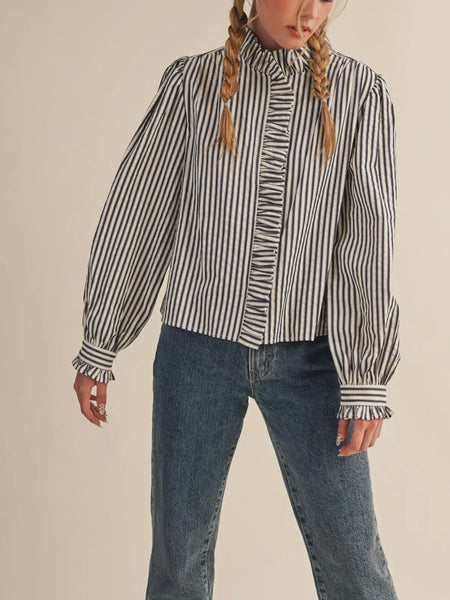 Stripes Are A Neutral Button Up in Black
