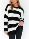 Hometown Tunic Sweater in Black White Stripe Knit