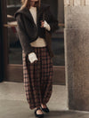 Moonflower Plaid Balloon Pant in Black Combo