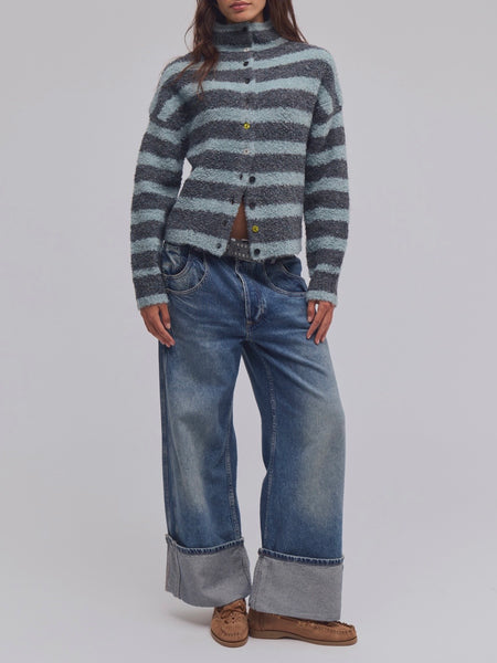 WTF Button Collection Cardigan in Storm Cloud