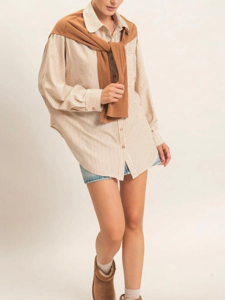 Soften Your Shoulders Button Up in Camel