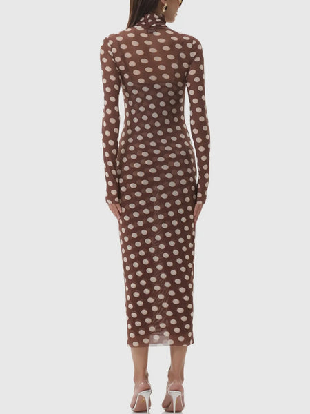 Bryony Dress in Chocolate Halo Dot