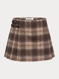 The Micro Buckle Skirt in Mocha Plaid