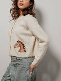 Horse-ing Around Cardi in Ivory