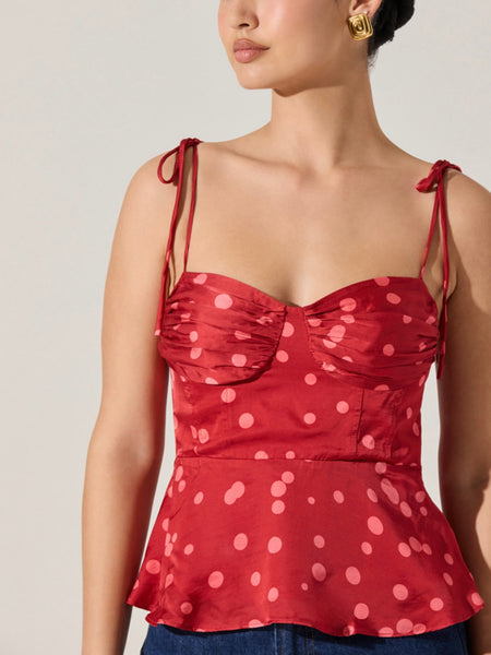 Selina Top in Red Polka Dot