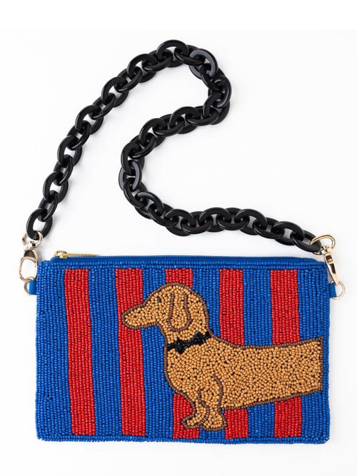 Elenor Striped Bead Dachshund Bag