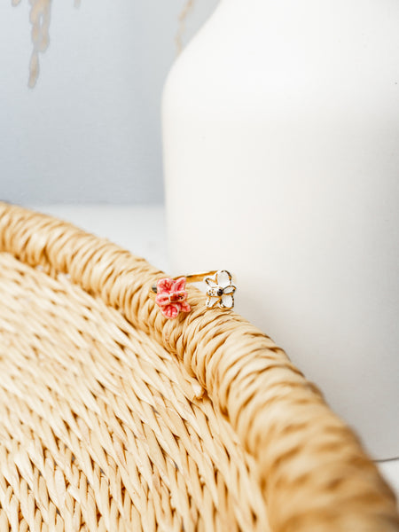 Pink & White Orchids Face To Face Ring