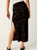 Rosalie Velvet Midi Skirt in Black