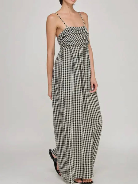 Going Gingham Jumpsuit in Black