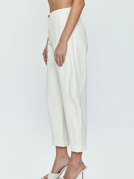 Eli High Rise Arched Trouser in Eggshell