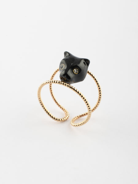 Black Aster Flowers Face To Face Ring