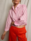Naomi Poplin Button Down in Sugar Pink & Mocha Stripe
