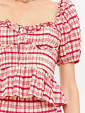 Clemence Plaid Blouse in Red