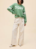 Ziggy Stardust Varsity Sweatshirt in Stone Green