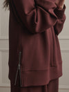 Novi Longline Mock Neck Sweat in Deep Mahogany
