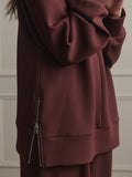 Novi Longline Mock Neck Sweat in Deep Mahogany