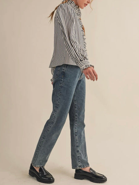 Stripes Are A Neutral Button Up in Black