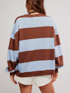 Classic Striped Oversized Crew in Periwinkle Combo