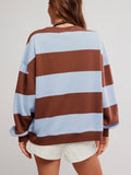 Classic Striped Oversized Crew in Periwinkle Combo