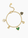 Campbell Heart Charm Bracelet in Green