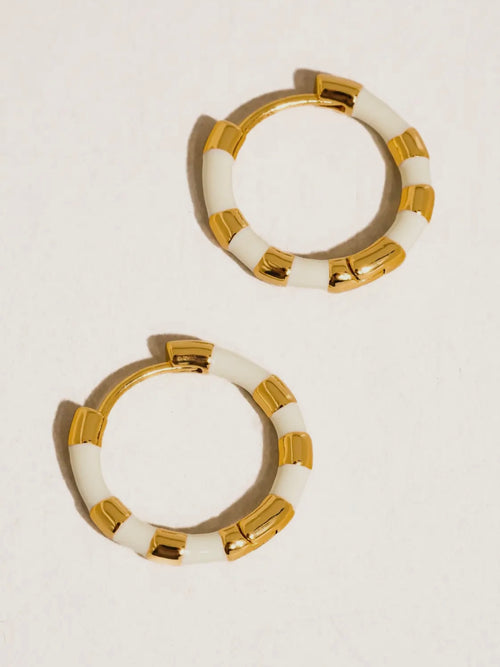 Avielle Enamel Hoops in White