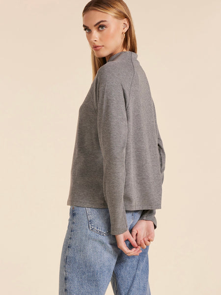 Raglan Mock Neck Top in Charcoal