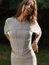 Bayside Corset Tee in Heather Grey